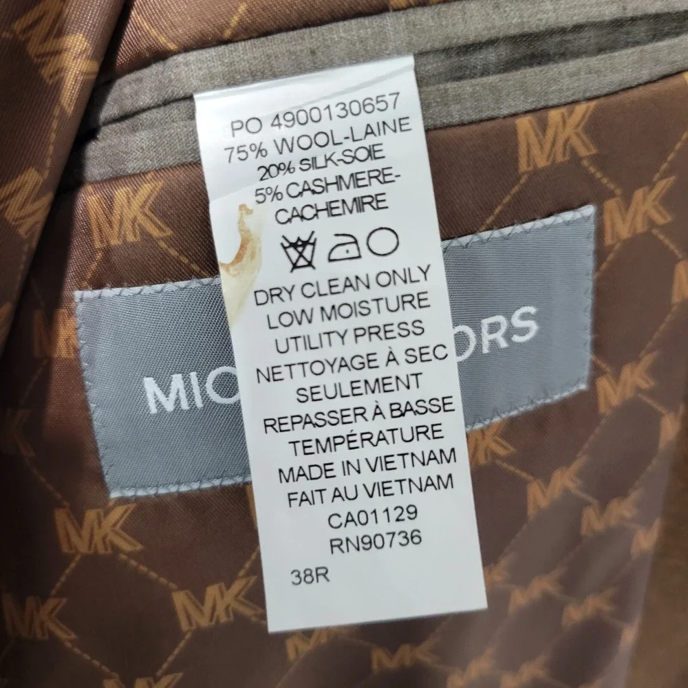 Michael Kors Men's Flannel‎ Sport Coat Blazer KIP Two Button Vicuna 38R NEW